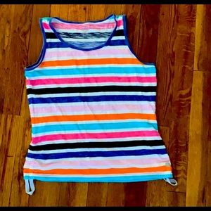 Size small, colorful striped tank top- perfect lounge & workout wear!